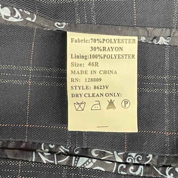 Diamond threads 3piece suit  coat 46r vest 24” chest pants men sz 40r - Picture 14 of 16